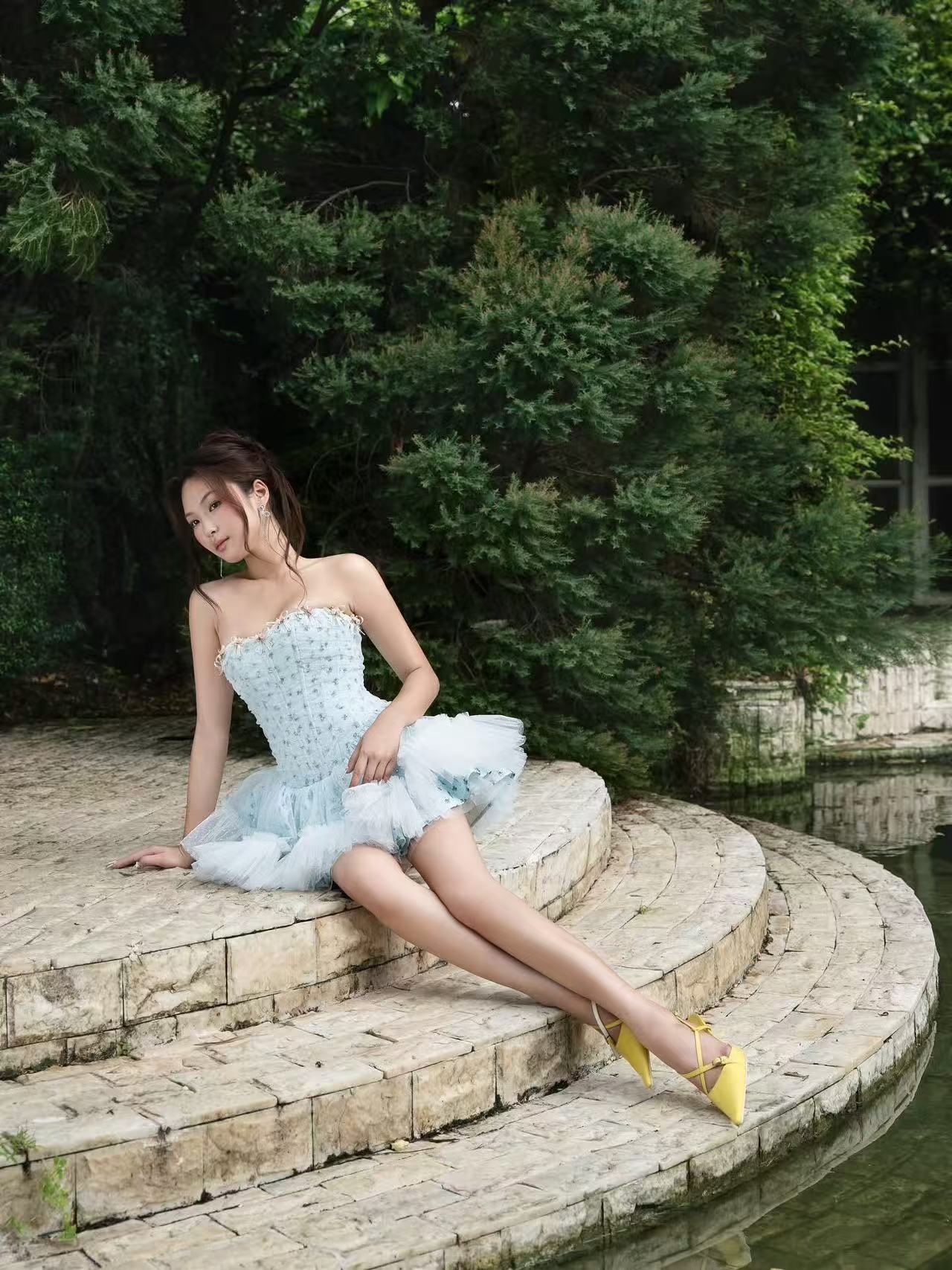 LANE Cì Moudy Dress-Blue