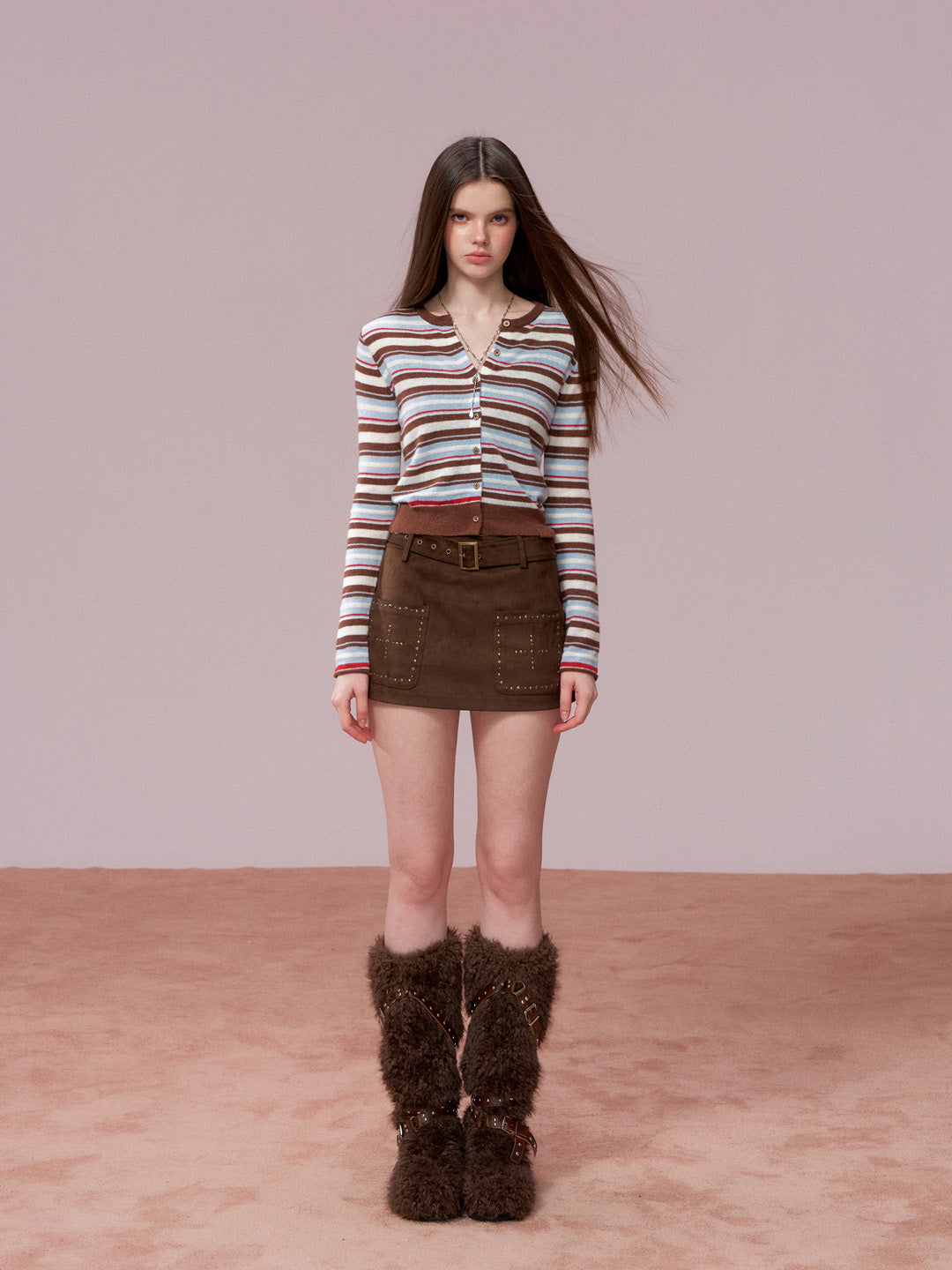 VIA PITTI VIADK756 Contrasting striped woolen cardigan