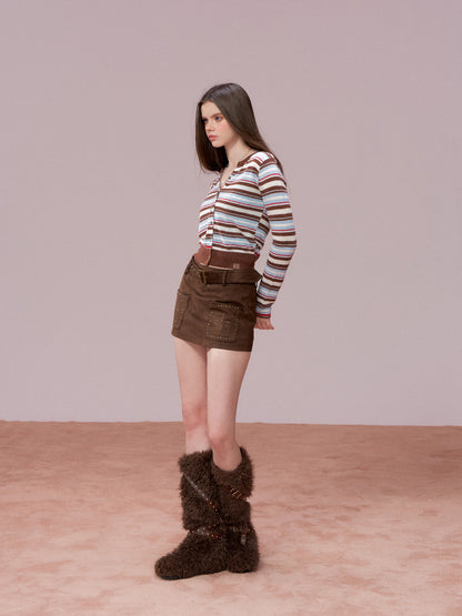 VIA PITTI VIADK756 Contrasting striped woolen cardigan