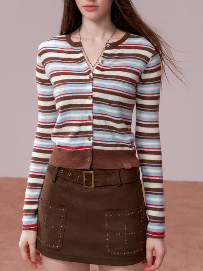 VIA PITTI VIADK756 Contrasting striped woolen cardigan