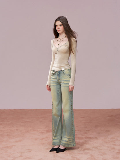 VIA PITTI VIADTP729 Button decoration round neck base T