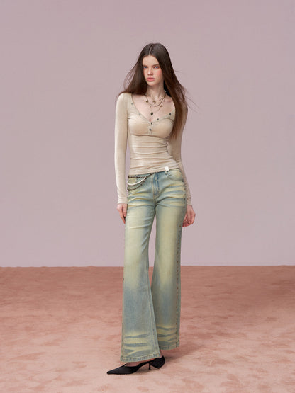 VIA PITTI VIADTP729 Button decoration round neck base T