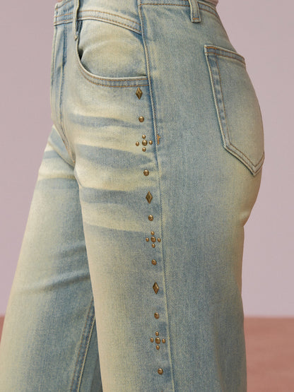 VIA PITTI VIADP763 Rivet decoration washed denim pants