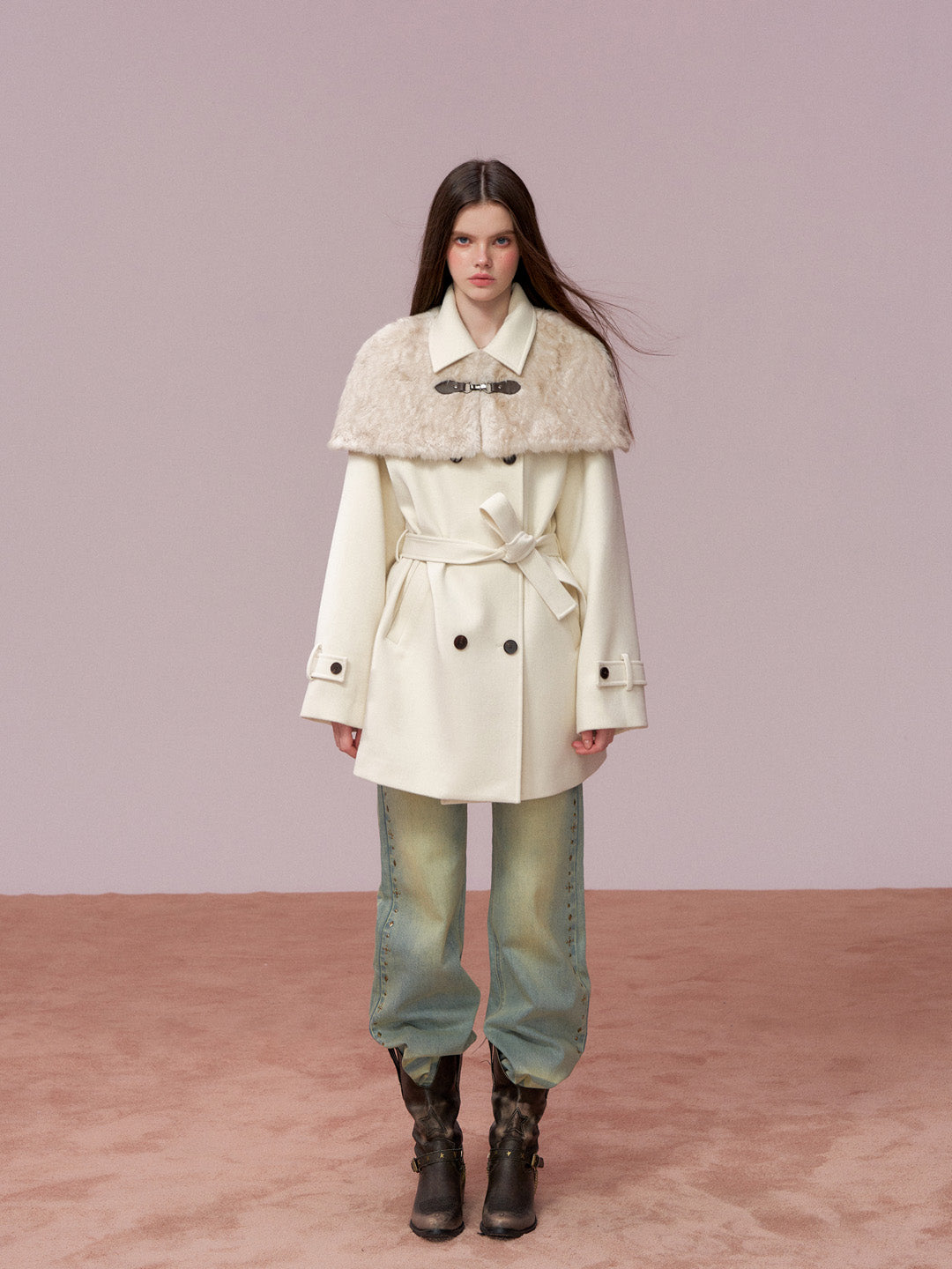 VIA PITTI VIADC750 Plush cape style woolen coat
