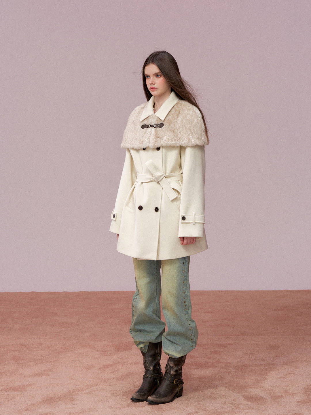 VIA PITTI VIADC750 Plush cape style woolen coat