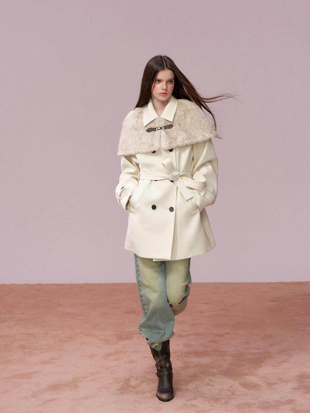 VIA PITTI VIADC750 Plush cape style woolen coat