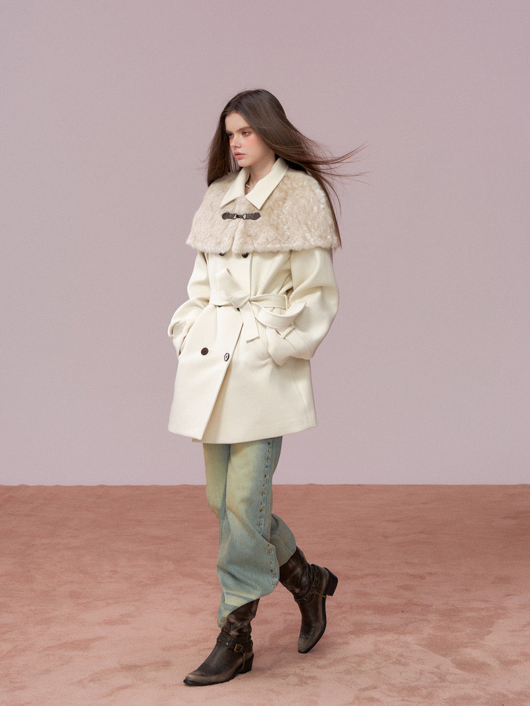 VIA PITTI VIADC750 Plush cape style woolen coat