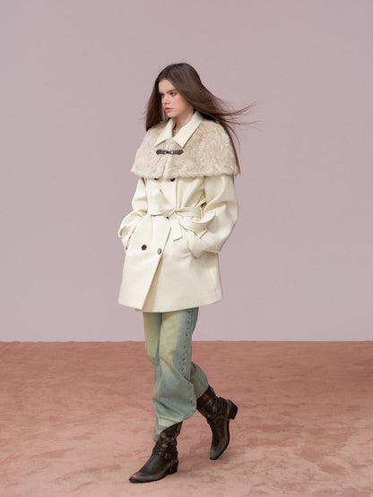 VIA PITTI VIADC750 Plush cape style woolen coat