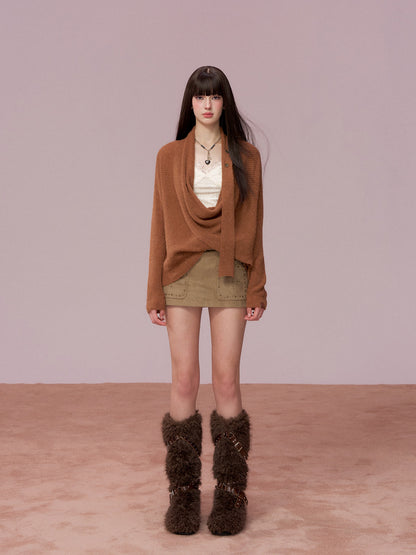 VIA PITTI VIADK757 Woolen ribbon swinging collar sweater