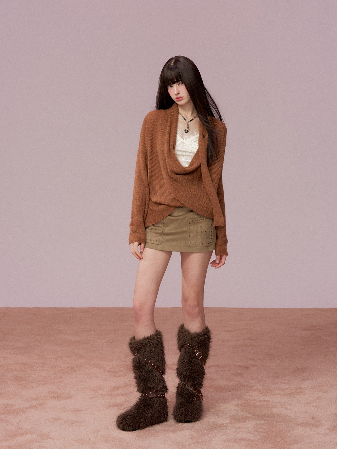 VIA PITTI VIADK757 Woolen ribbon swinging collar sweater