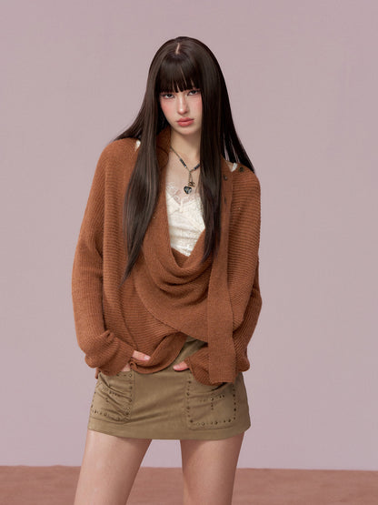 VIA PITTI VIADK757 Woolen ribbon swinging collar sweater