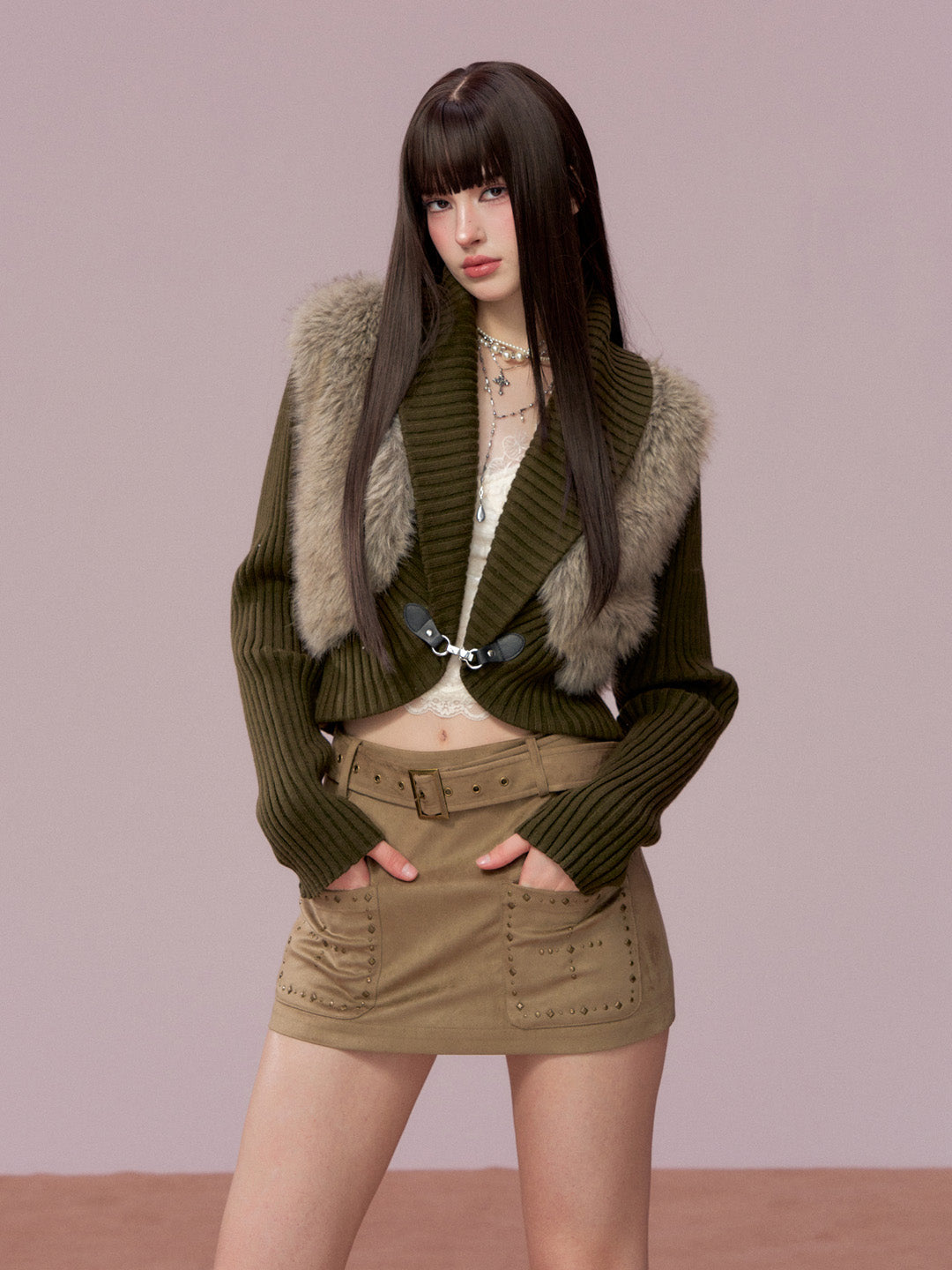 VIA PITTI VIADC771 Woolen patchwork thick short jacket