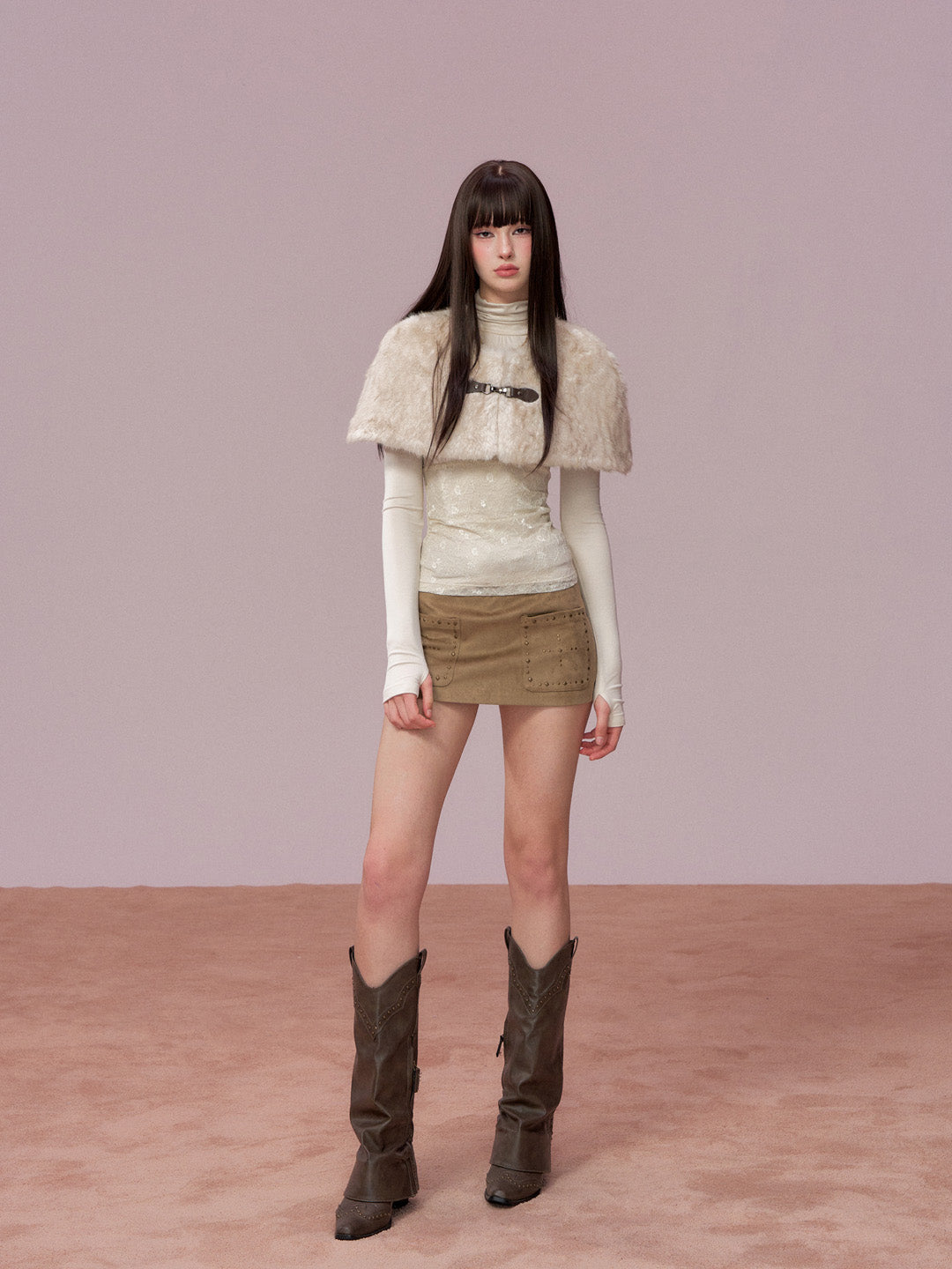 VIA PITTI VIADC750 Plush cape style woolen coat