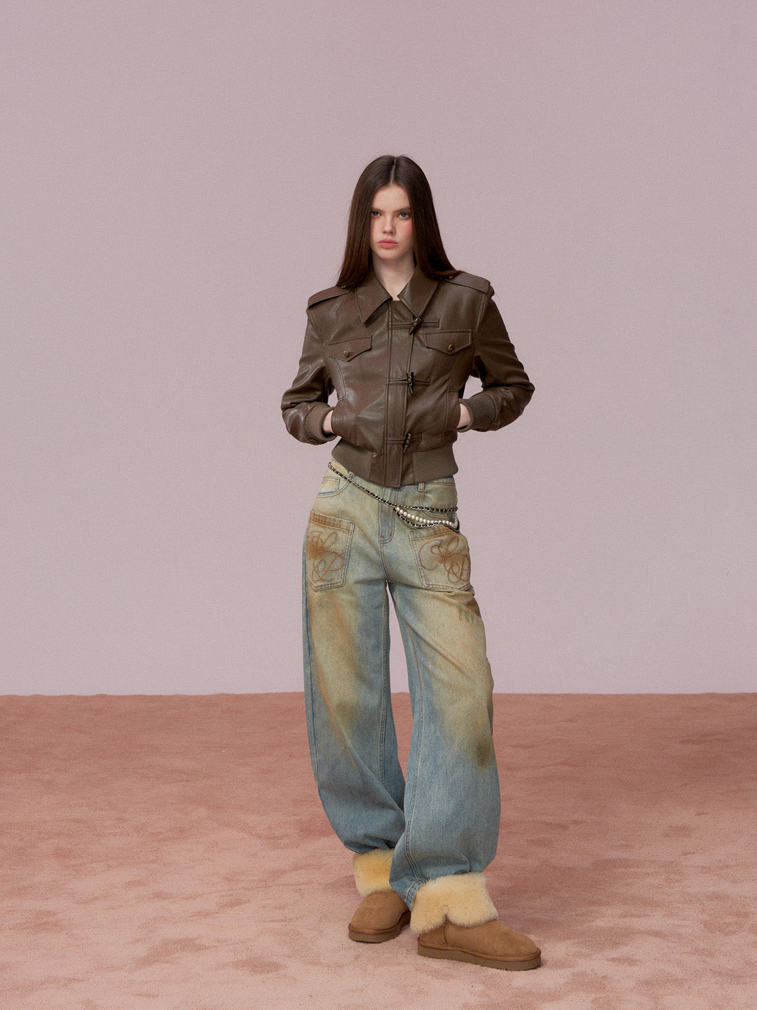 VIA PITTI VIADC721 Heavy duty and thick velvet short leather jacket