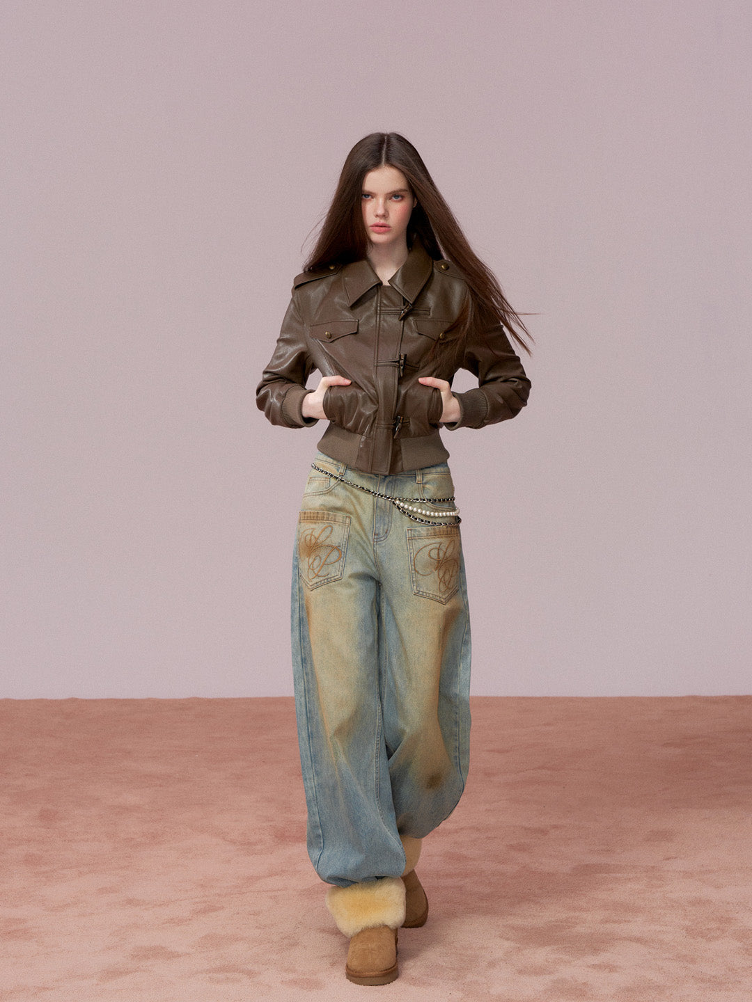 VIA PITTI VIADC721 Heavy duty and thick velvet short leather jacket