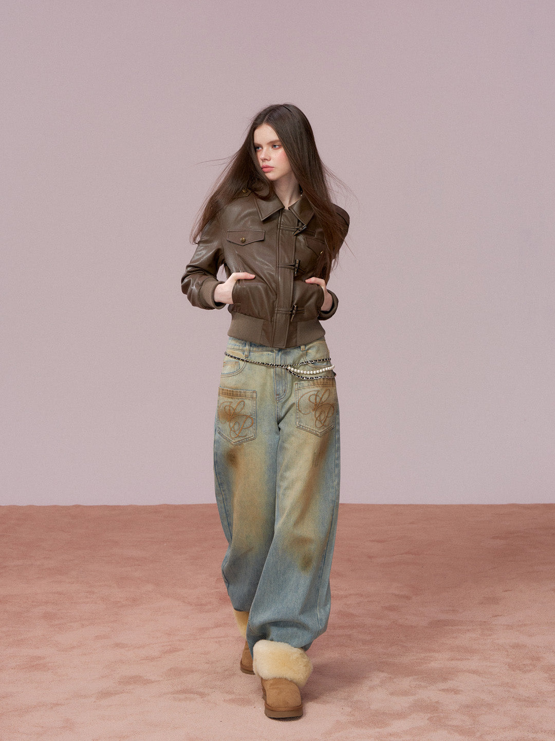 VIA PITTI VIADC721 Heavy duty and thick velvet short leather jacket