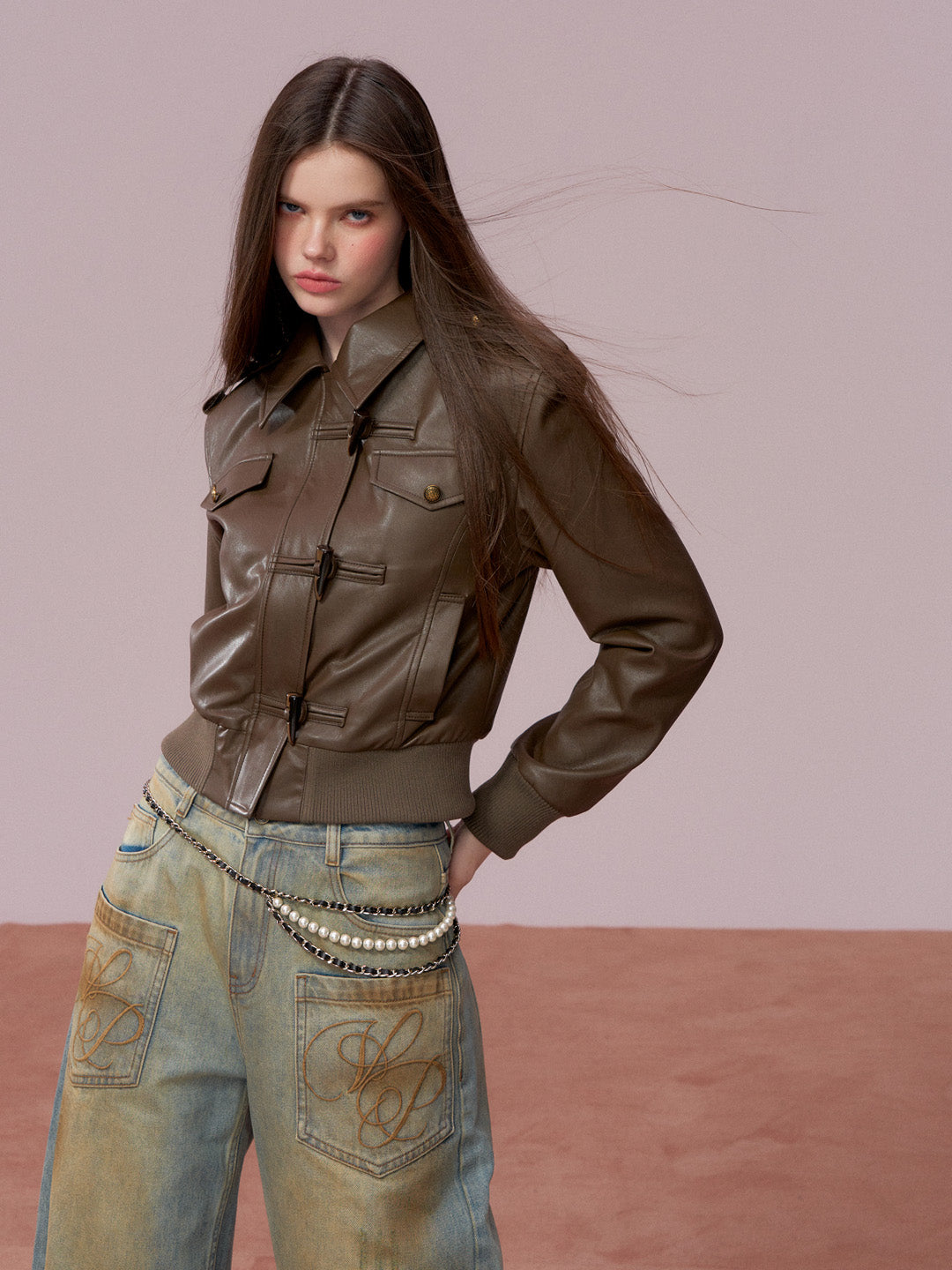 VIA PITTI VIADC721 Heavy duty and thick velvet short leather jacket