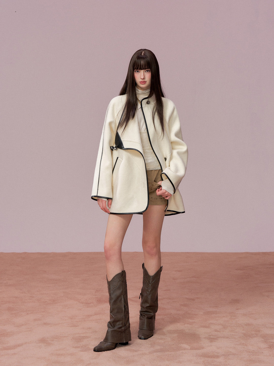 VIA PITTI VIADC732 Double sided patchwork coat