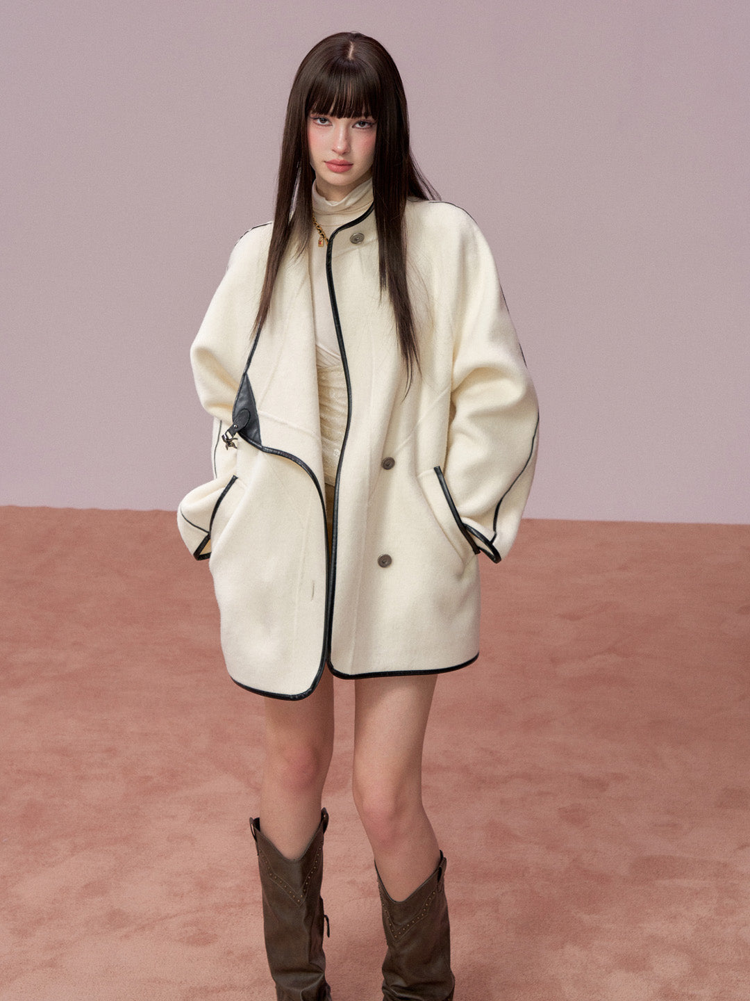 VIA PITTI VIADC732 Double sided patchwork coat