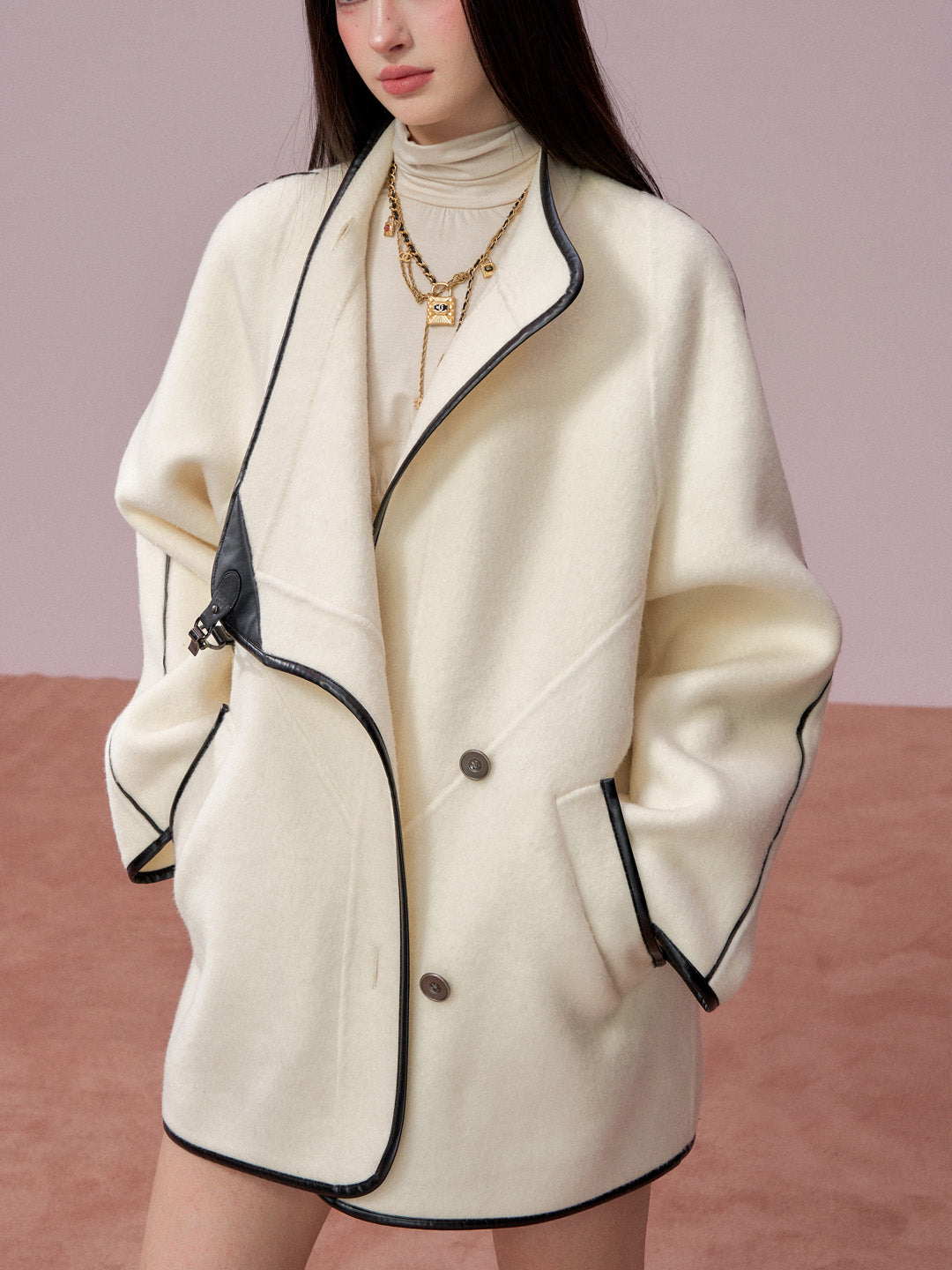 VIA PITTI VIADC732 Double sided patchwork coat