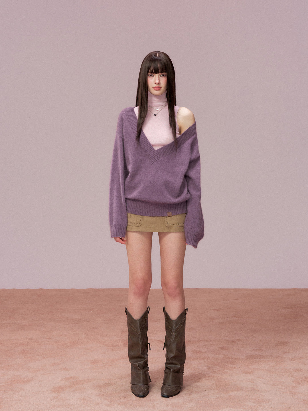 VIA PITTI VIADK781 Heavy wool big V-neck loose sweater