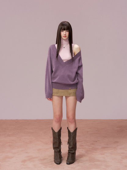 VIA PITTI VIADK781 Heavy wool big V-neck loose sweater