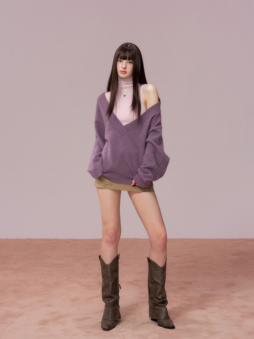 VIA PITTI VIADK781 Heavy wool big V-neck loose sweater