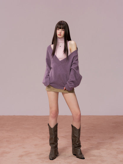 VIA PITTI VIADK781 Heavy wool big V-neck loose sweater