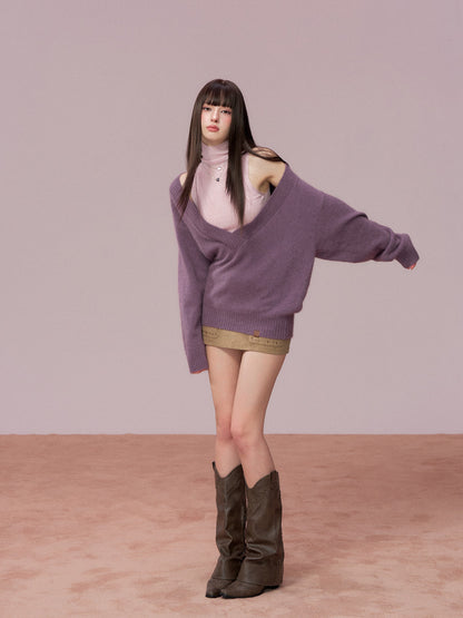 VIA PITTI VIADK781 Heavy wool big V-neck loose sweater