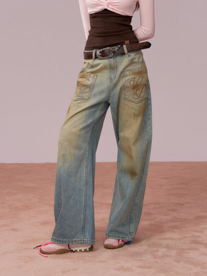 VIA PITTI VIADP778 Distressed large pocket loose-fitting denim trousers