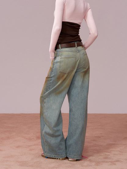 VIA PITTI VIADP778 Distressed large pocket loose-fitting denim trousers