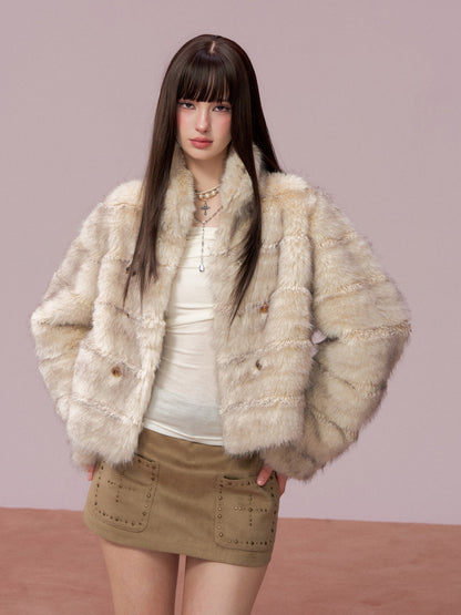 VIA PITTI VIADC728 Button decoration fur coat