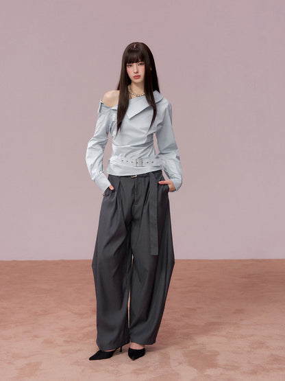 VIA PITTI V25ATP009 Irregular off shoulder shirt