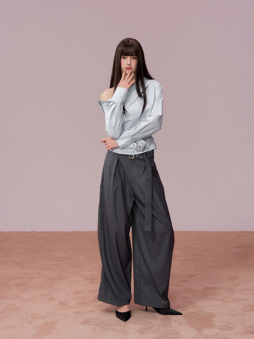 VIA PITTI V25ATP009 Irregular off shoulder shirt