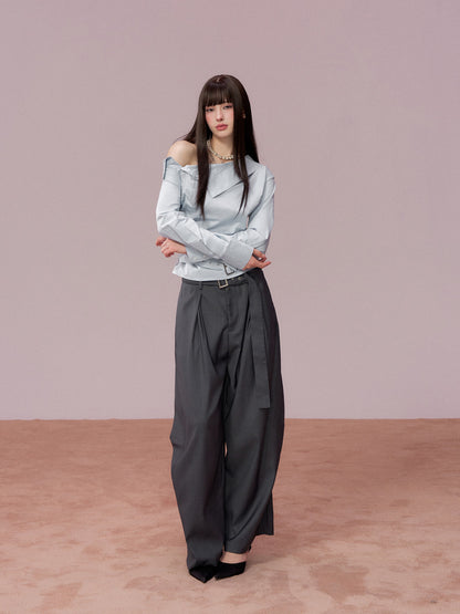 VIA PITTI V25ATP009 Irregular off shoulder shirt