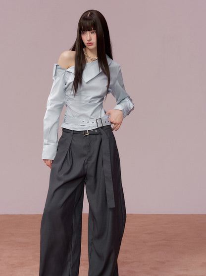 VIA PITTI V25ATP009 Irregular off shoulder shirt