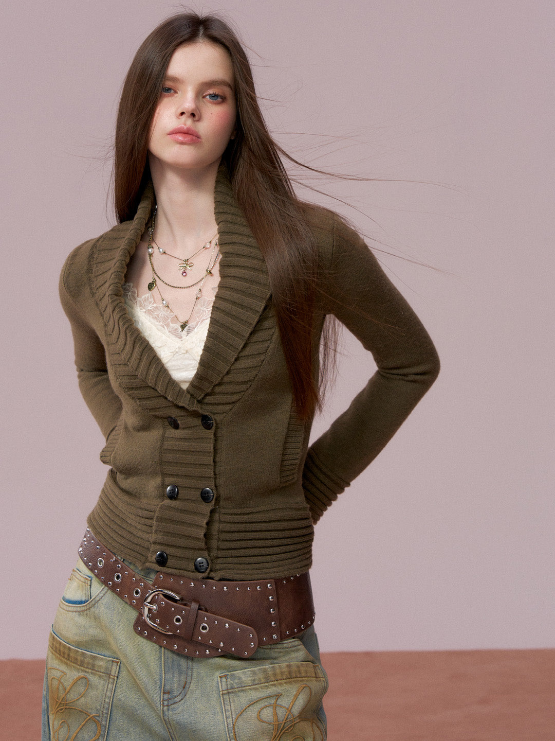 VIA PITTI VIADK776 Basic lapel sweater