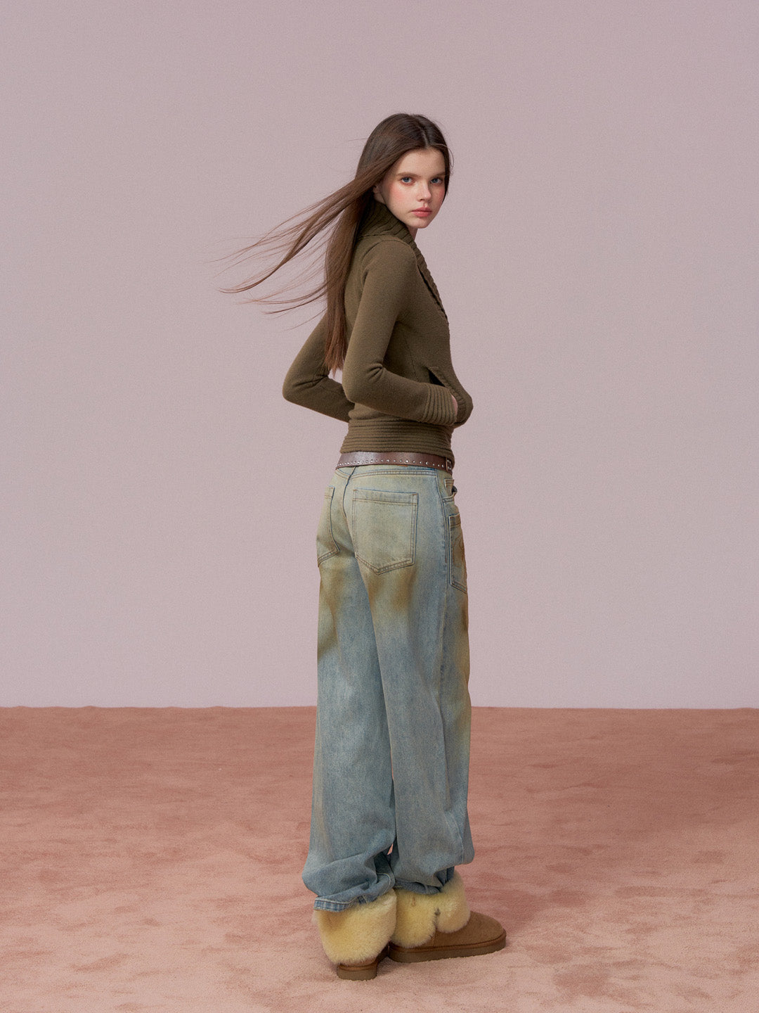 VIA PITTI VIADP778 Distressed large pocket loose-fitting denim trousers