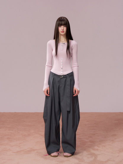 VIA PITTI VIADK775 woolen button base waist cinching long sleeved shirt