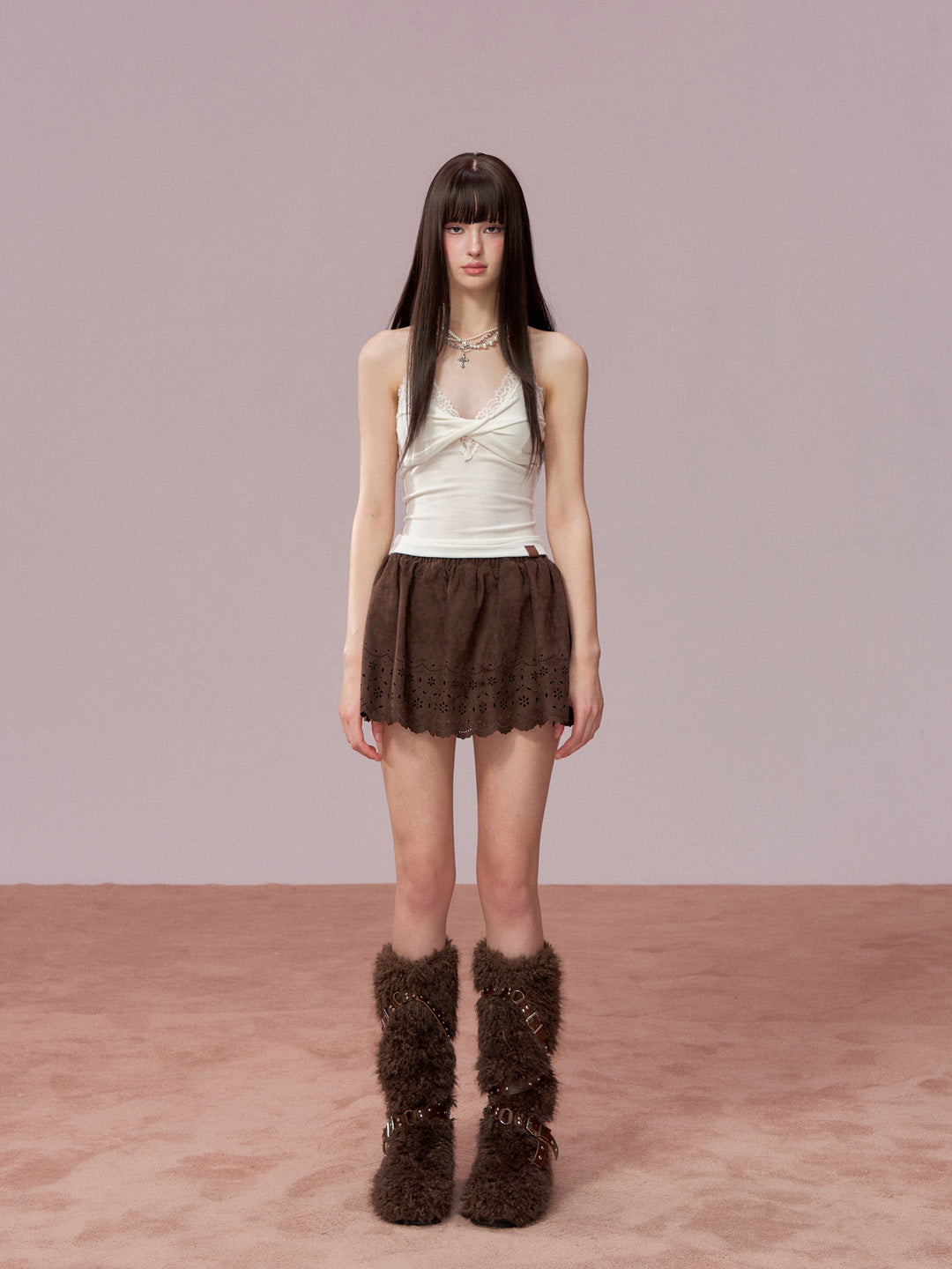 VIA PITTI VIADTP691 Lace patchwork inner bottom vest