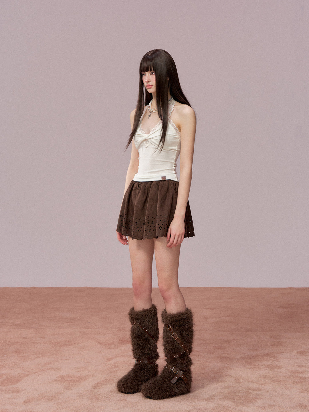 VIA PITTI VIADTP691 Lace patchwork inner bottom vest