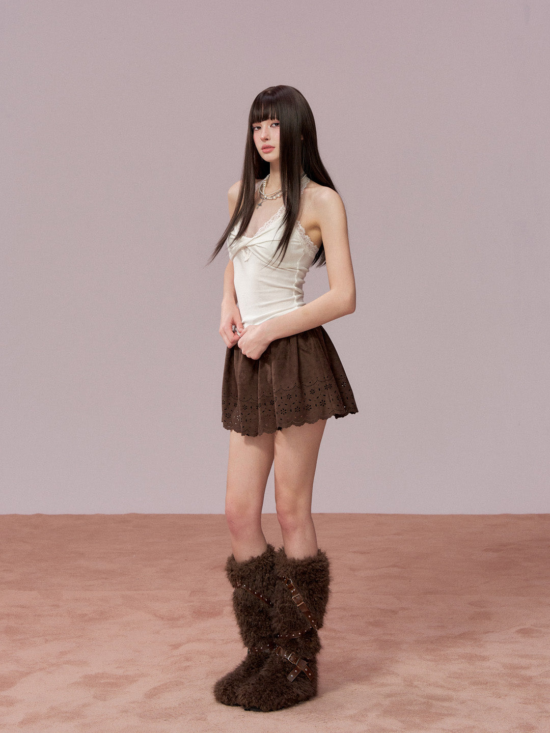 VIA PITTI VIADTP691 Lace patchwork inner bottom vest