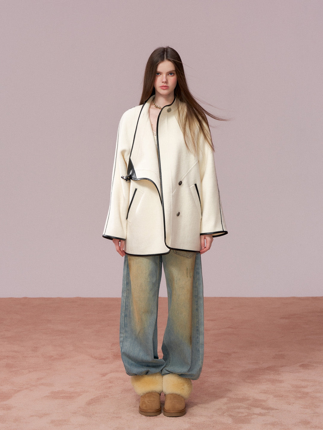 VIA PITTI VIADC732 Double sided patchwork coat