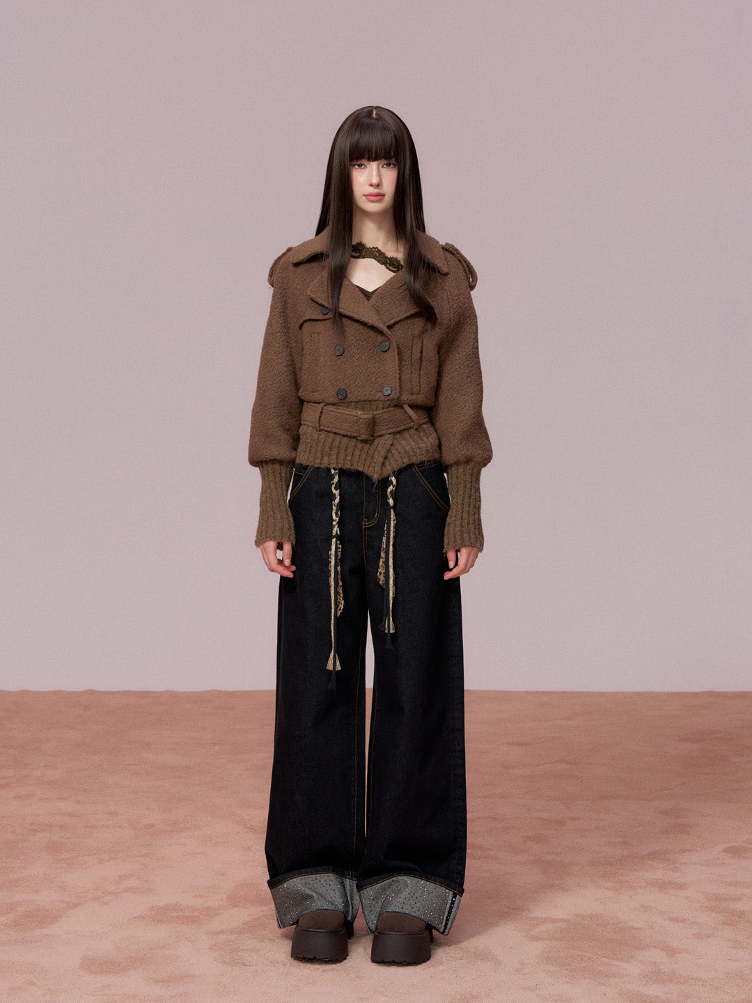 VIA PITTI VIADC735 Splicing design jacket coat