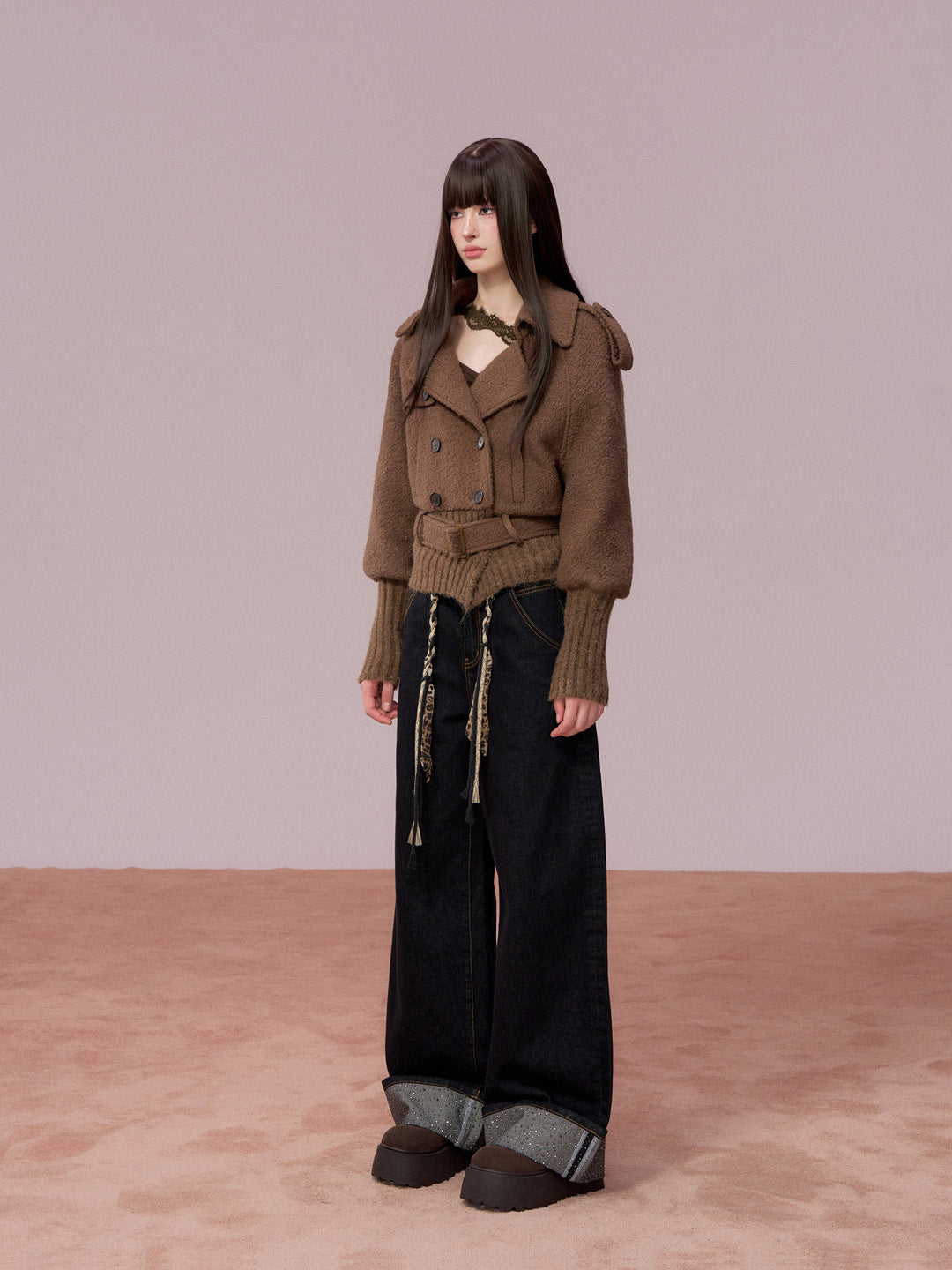 VIA PITTI VIADC735 Splicing design jacket coat