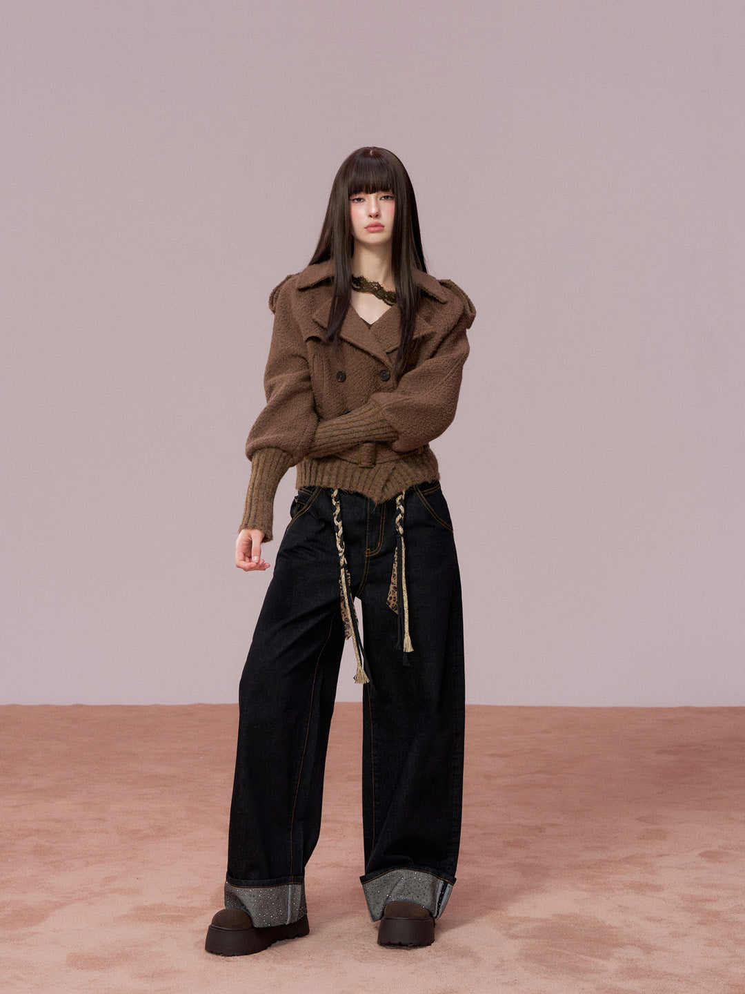 VIA PITTI VIADC735 Splicing design jacket coat