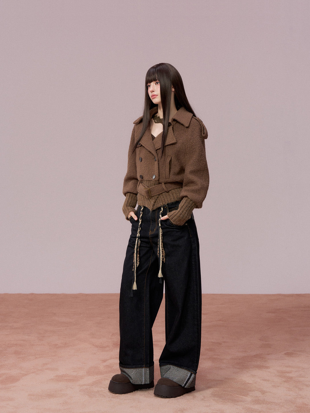 VIA PITTI VIADC735 Splicing design jacket coat