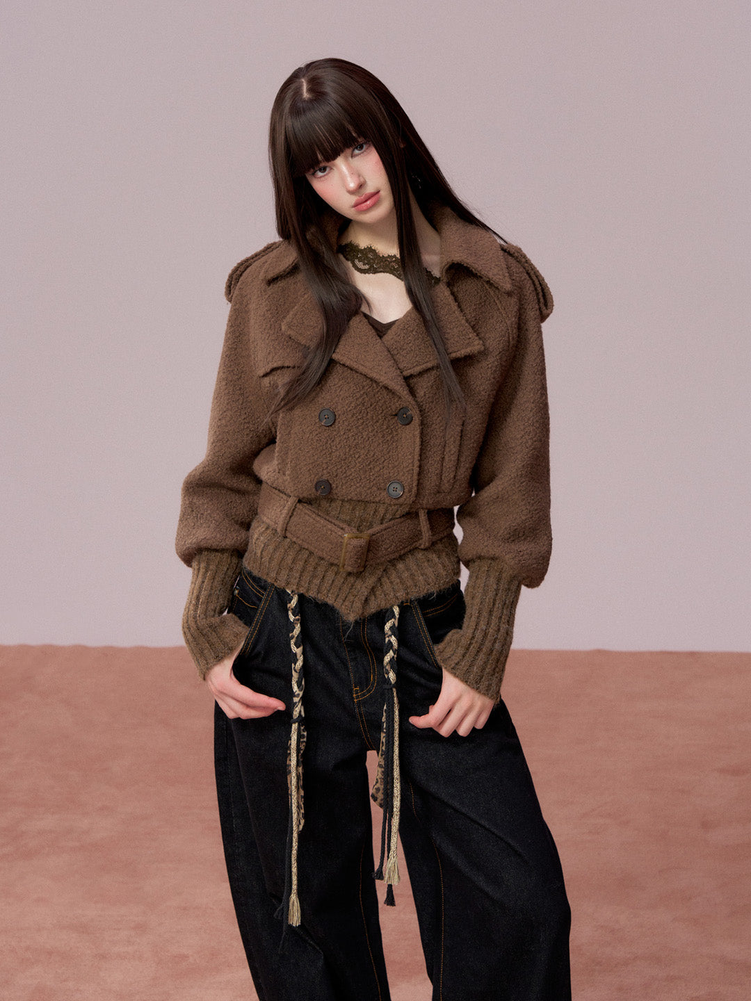 VIA PITTI VIADC735 Splicing design jacket coat