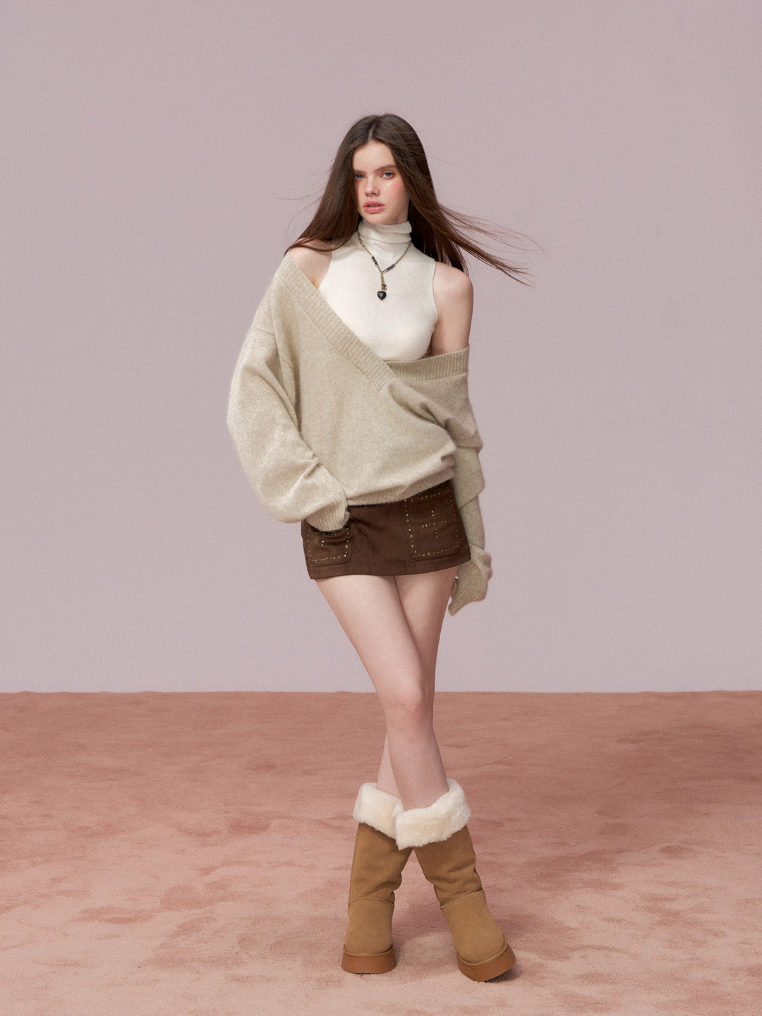 VIA PITTI VIADK781 Heavy wool big V-neck loose sweater