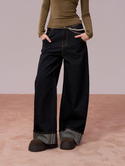 VIA PITTI VIADP715 Hemp up rhinestone jeans